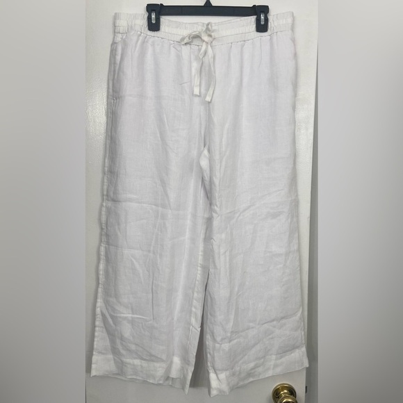 NWT J. Crew Wide Leg Seaside Linen Pant White Size Large - Picture 2 of 7